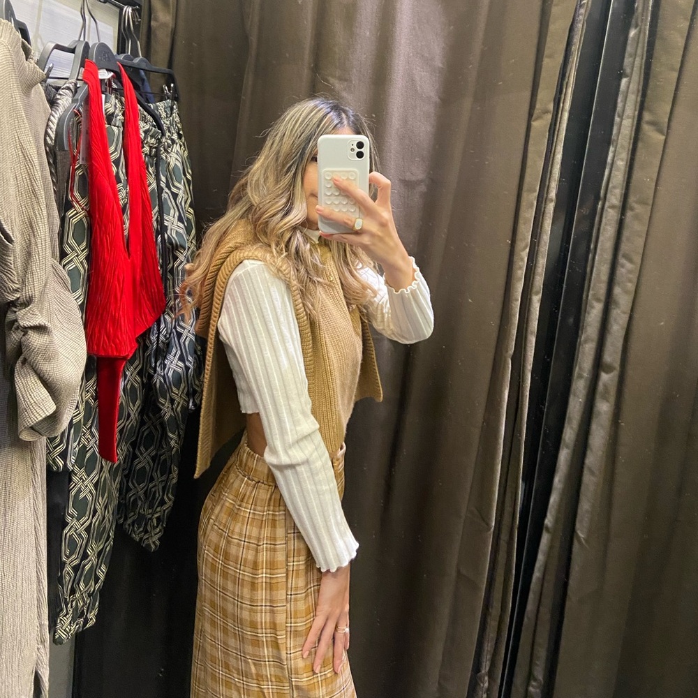 Melrose and Market Plaid Wide-Leg Pants in Camel Plaid